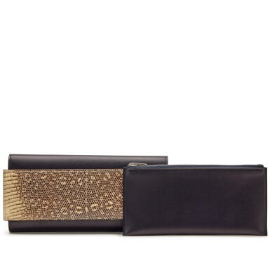 View full screen - View 1 of Lot 166. Bleu Indigo Evergrain and Ombré Salvator Lizard Passant Long Wallet Palladium Hardware, 2018.