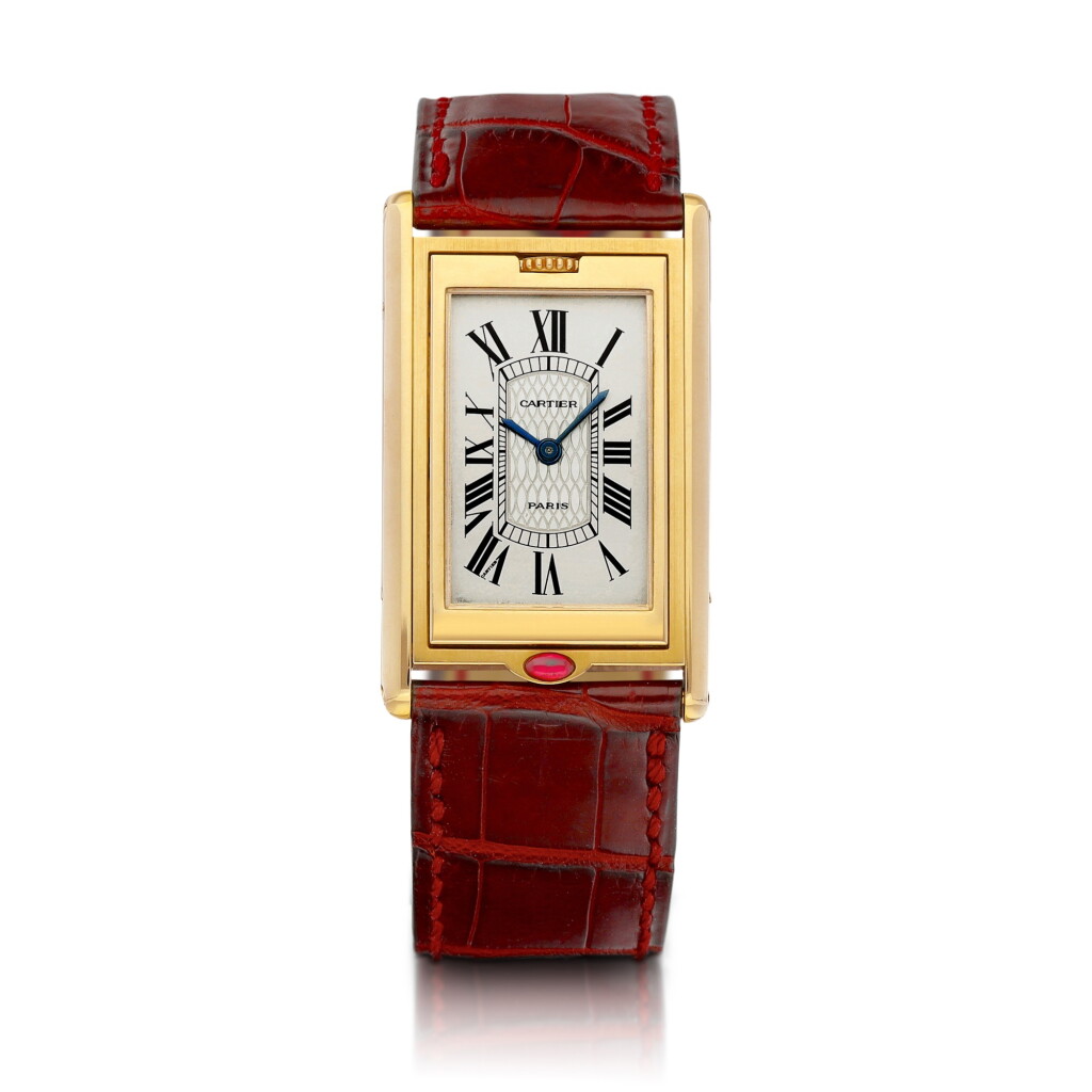 View full screen - View 1 of Lot 2138. Tank Basculante | A limited edition yellow gold reversible wristwatch, Circa 1997 | 卡地亞 | Tank Basculante | 限量版黃金可翻轉腕錶,約1997年製.