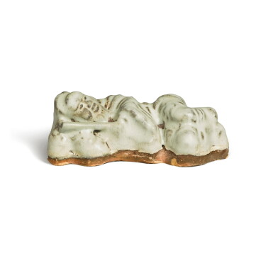 View full screen - View 1 of Lot 93. An unusual Jun-type figure of a sleeping scholar, Yuan dynasty or later.