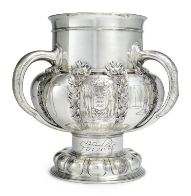 View full screen - View 1 of Lot 421. Of New Jersey Interest: A Large American Silver Three-Handled Presentation Cup, Tiffany & Co., New York, 1890-91.
