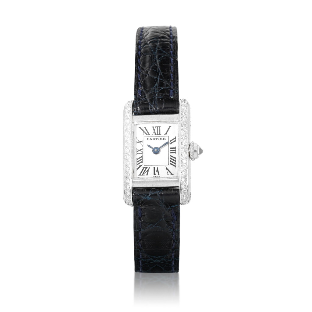 View full screen - View 1 of Lot 8080. Mini Tank, Reference 1371 | A white gold and diamond-set wristwatch, Circa 2000 | 卡地亞 | Mini Tank 型號1371 | 白金鑲鑽石腕錶,約2000年製.