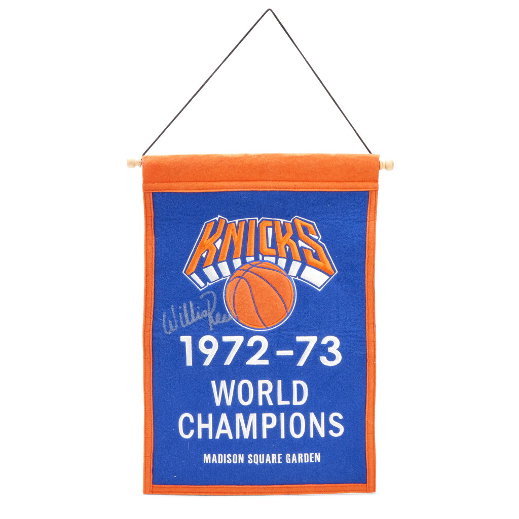 View full screen - View 1 of Lot 28. Willis Reed Signed New York Knicks 1972-73 Championship Banner.