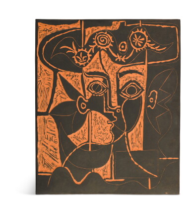 View full screen - View 1 of Lot 56. PABLO PICASSO | GRANDE TÊTE DE FEMME AU CHAPEAU ORNÉ (A. R. 518).