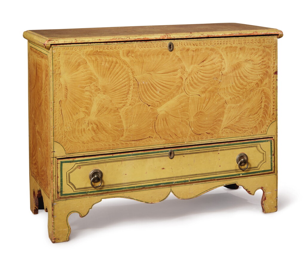 View full screen - View 1 of Lot 360. Vinegar Grain Paint-Decorated Pine Blanket Chest, New England, circa 1830.
