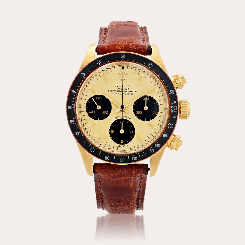 View full screen - View 1 of Lot 351. Daytona, reference 6263 Montre bracelet chronographe en or jaune | Yellow gold chronograph wristwatch Vers 1979 | Circa 1979.