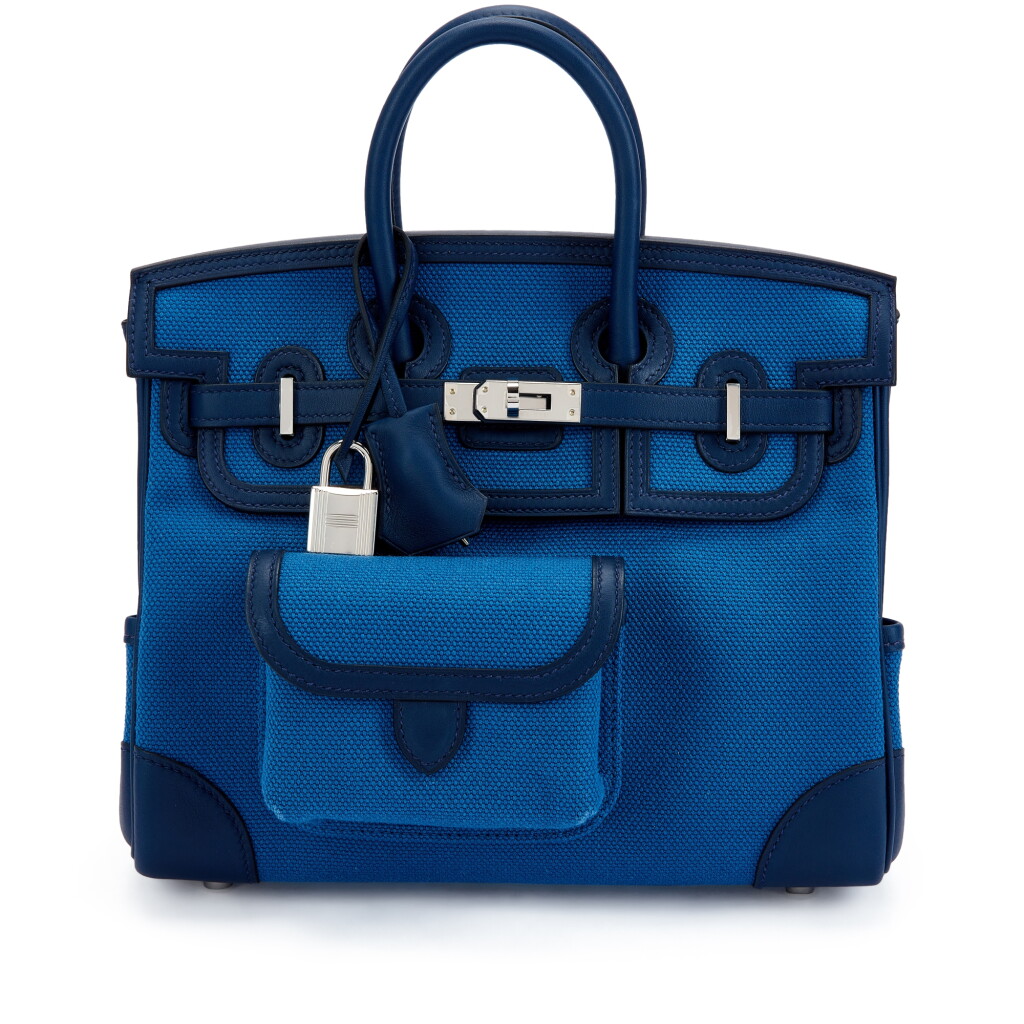 View full screen - View 1 of Lot 6108. Limited Edition Bleu Navy Swift and Bleu Egee Canvas Birkin Cargo 25 Palladium Hardware, 2022.