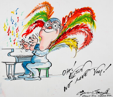 View full screen - View 1 of Lot 121. Oh! Elton We Love You! (Drawn for Scarfes Bar).