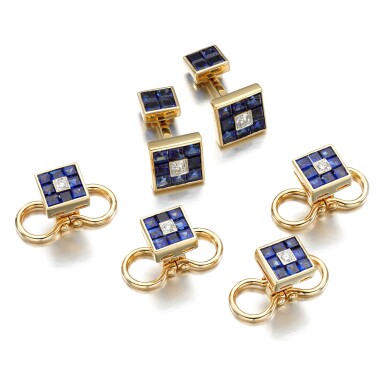 View full screen - View 1 of Lot 138. Sapphire and diamond dress set.