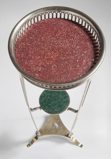 View full screen - View 1 of Lot 723. A Directoire Steel and Porphyry Guéridon by Huot Fils, Paris Circa 1795.