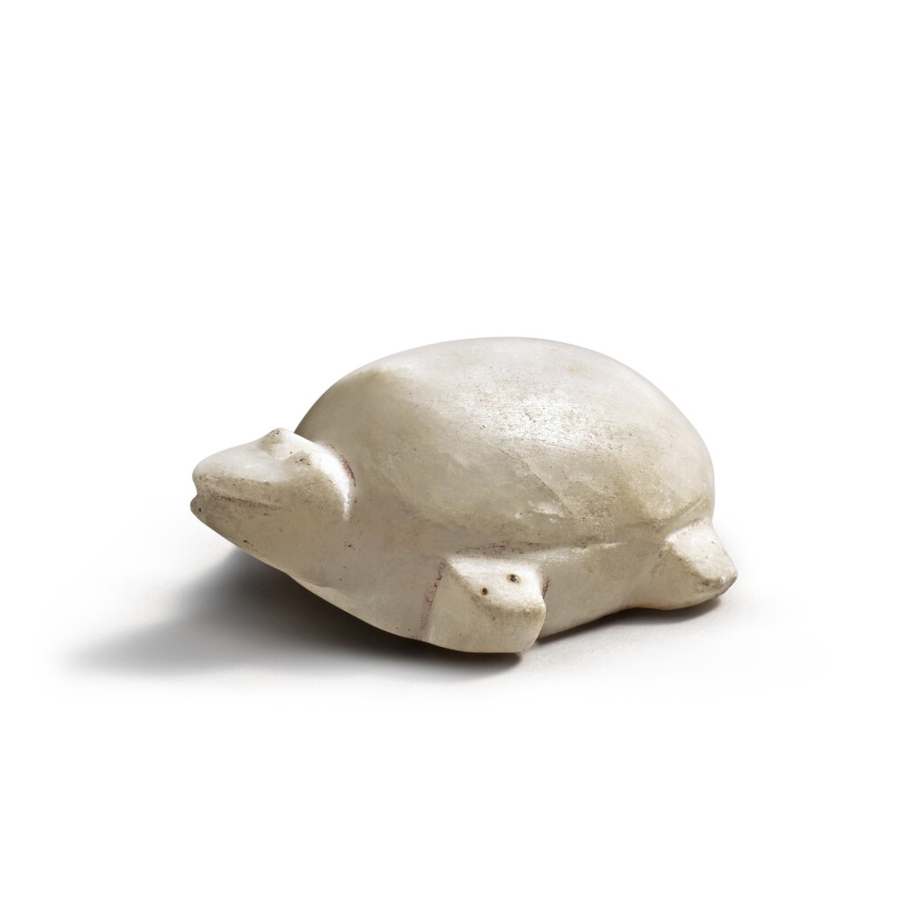 View full screen - View 1 of Lot 5. An exceptionally rare white marble figure of a turtle, Shang dynasty | 商 大理石龜.
