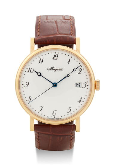 View full screen - View 1 of Lot 8040. BREGUET | CLASSIQUE, REFERENCE 5177, A YELLOW GOLD WRISTWATCH WITH DATE AND ENAMEL DIAL, CIRCA 2008.
