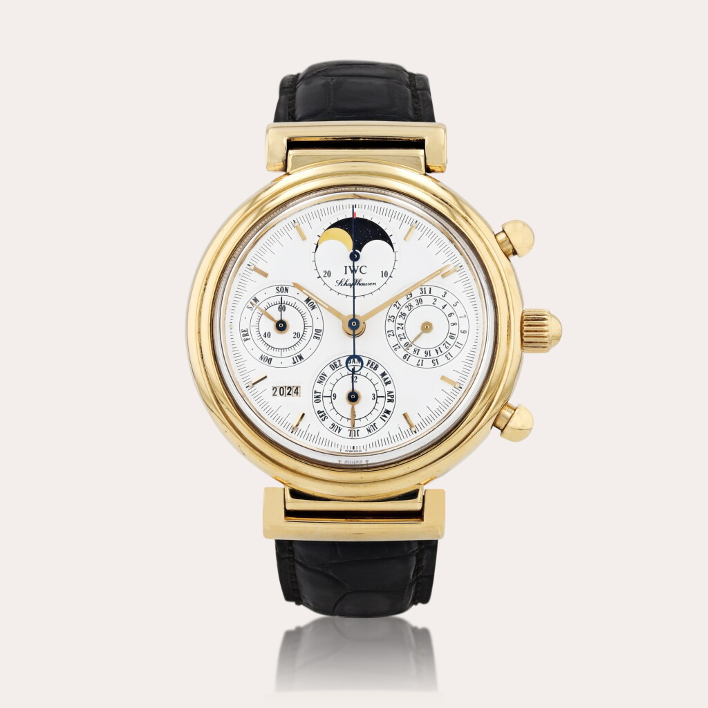 View full screen - View 1 of Lot 452. Da Vinci, reference 3750 Montre bracelet chronographe à quantième perpétuel en or jaune avec phases de lune | Yellow gold chronograph perpetual calendar wristwatch with moon phases Vers 1985 | Circa 1985.