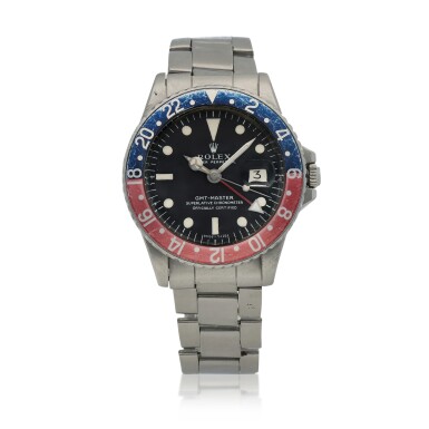 View full screen - View 1 of Lot 504. GMT-Master, Ref. 1675 Stainless steel dual time zone wristwatch with date and bracelet Circa 1970.