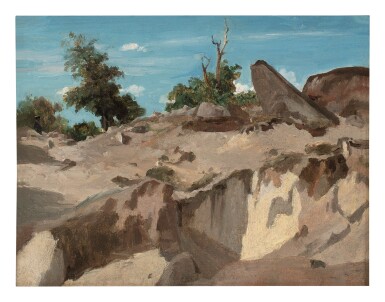 View full screen - View 1 of Lot 137. JEAN-BAPTISTE-CAMILLE COROT | FORÊT DE FONTAINEBLEAU - AU PLATEAU BRÛLÉ.
