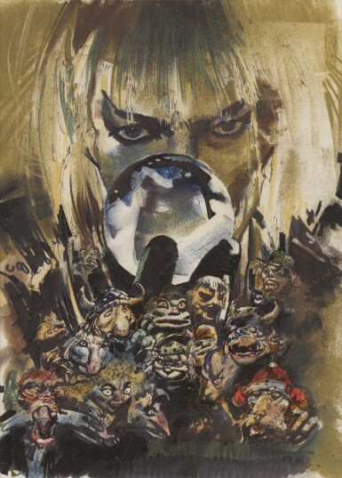 View full screen - View 1 of Lot 269. LABYRINTH (1986) ORIGINAL CONCEPT ARTWORK FOR THE BRITISH POSTER.