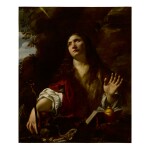 CIRCLE OF SIMON VOUET | PENITENT MARY MAGDALENE WITH ROSARY, IN A CAVE