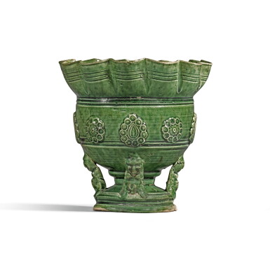 View full screen - View 1 of Lot 219. A GREEN-GLAZED CENSER, LATE TANG DYNASTY | 晚唐 綠釉香爐.