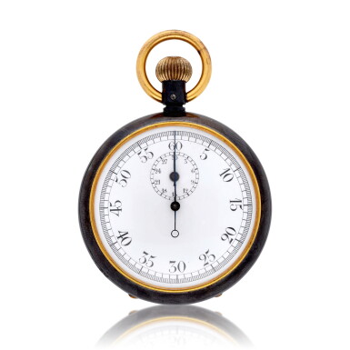 View full screen - View 1 of Lot 128. A gun metal open-faced stop-watch together with two nickel cased pedometers Circa 1925.