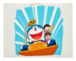 DORAEMON BY SHIN-EI ANIMATION 哆啦A夢 by 新銳動畫 | DORAEMON, NOBITA AND SHIZUKA ON THE TIME MACHINE ANIMATION CEL 時光機上的哆啦A夢、大雄與靜香動畫手稿