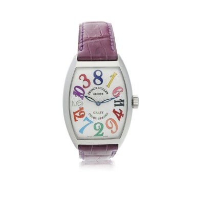 View full screen - View 1 of Lot 121. FRANCK MULLER | REFERENCE 7851 CH CINTRÉE CURVEX 'CRAZY COLOR DREAMS' A STAINLESS STEEL TONNEAU-SHAPED AUTOMATIC WRISTWATCH, CIRCA 2019.