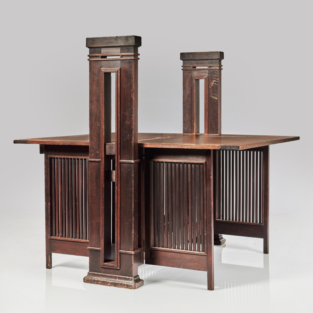 View full screen - View 1 of Lot 221. An Important Spindle Print Table from the Home and Studio of Frank Lloyd Wright, Oak Park, Illinois.