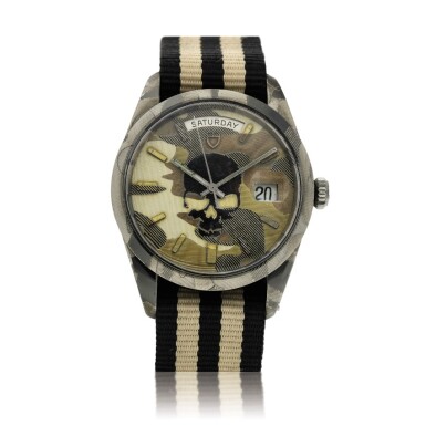 View full screen - View 1 of Lot 185. Reference 7017/0 Skull Edition A stainless steel automatic wristwatch with day and date, Circa 1969.