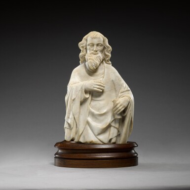 View full screen - View 1 of Lot 75. FRENCH OR GERMAN, COLOGNE, FIRST HALF 14TH CENTURY | HALF FIGURE OF A MALE SAINT.