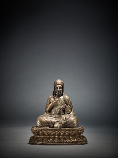 View full screen - View 1 of Lot 343. A Silver Figure of a Buddhist Adept, Tibet, 17th Century.