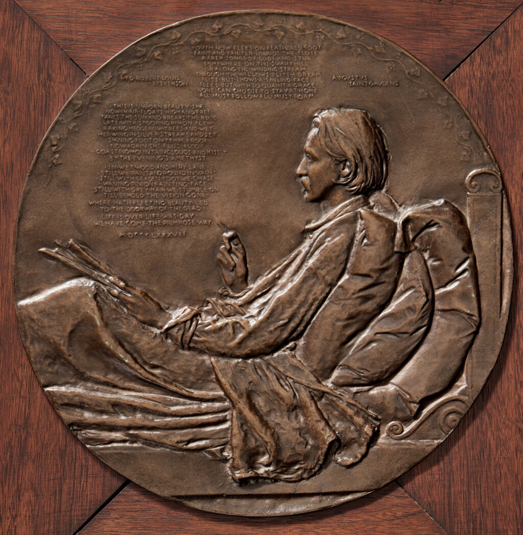 View full screen - View 1 of Lot 30. Portrait Relief of Robert Louis Stevenson.