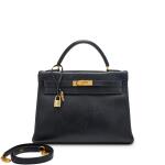 Black Ardennes Kelly Retourne 32 Gold Hardware, 1992