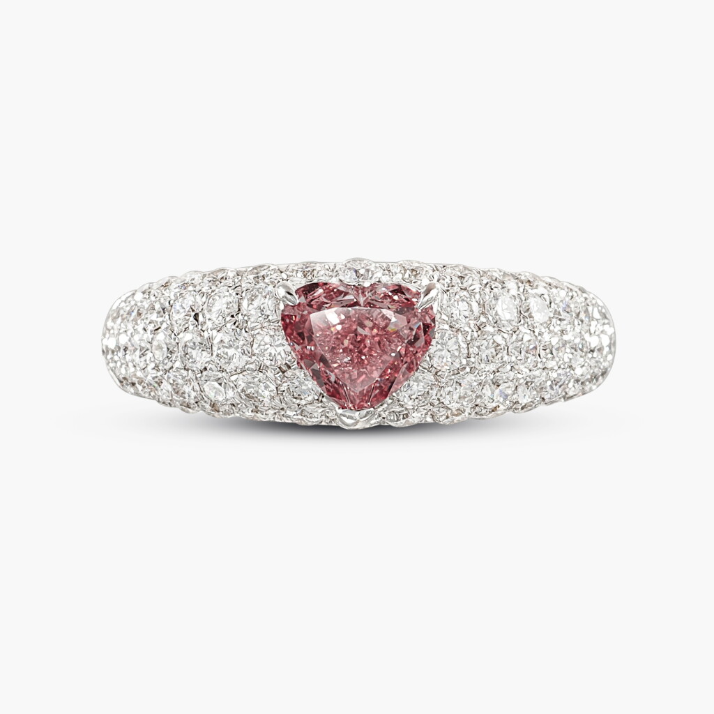 View full screen - View 1 of Lot 1423. Fancy Intense Orangy Pink Diamond and Diamond Ring | 0.81克拉 濃彩橙粉紅色鑽石 配 鑽石 戒指.