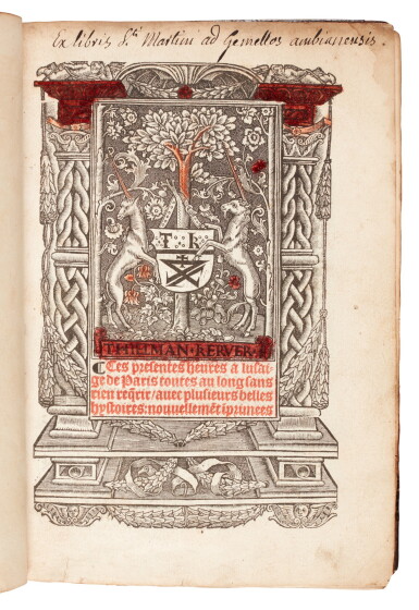 View full screen - View 1 of Lot 77. Book of hours, Paris, 1522, contemporary calf gilt for Catherine de la Croix.