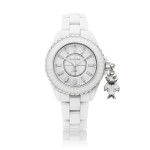 Mademoiselle J12 Acte II, Reference H6478 | A ceramic, white gold and diamond-set wristwatch with bracelet and white gold lacquered and diamond-set Coco charm, Circa 2021 | 香奈兒 | Mademoiselle J12 Acte II 型號H6478 | 陶瓷及白金鑲鑽石鏈帶腕錶,備白金漆製鑲鑽石 Coco 掛件,約2021年製陶瓷及白金鑲鑽石鏈帶腕錶,備白金漆製鑲鑽石 Coco 掛件,約2021年製