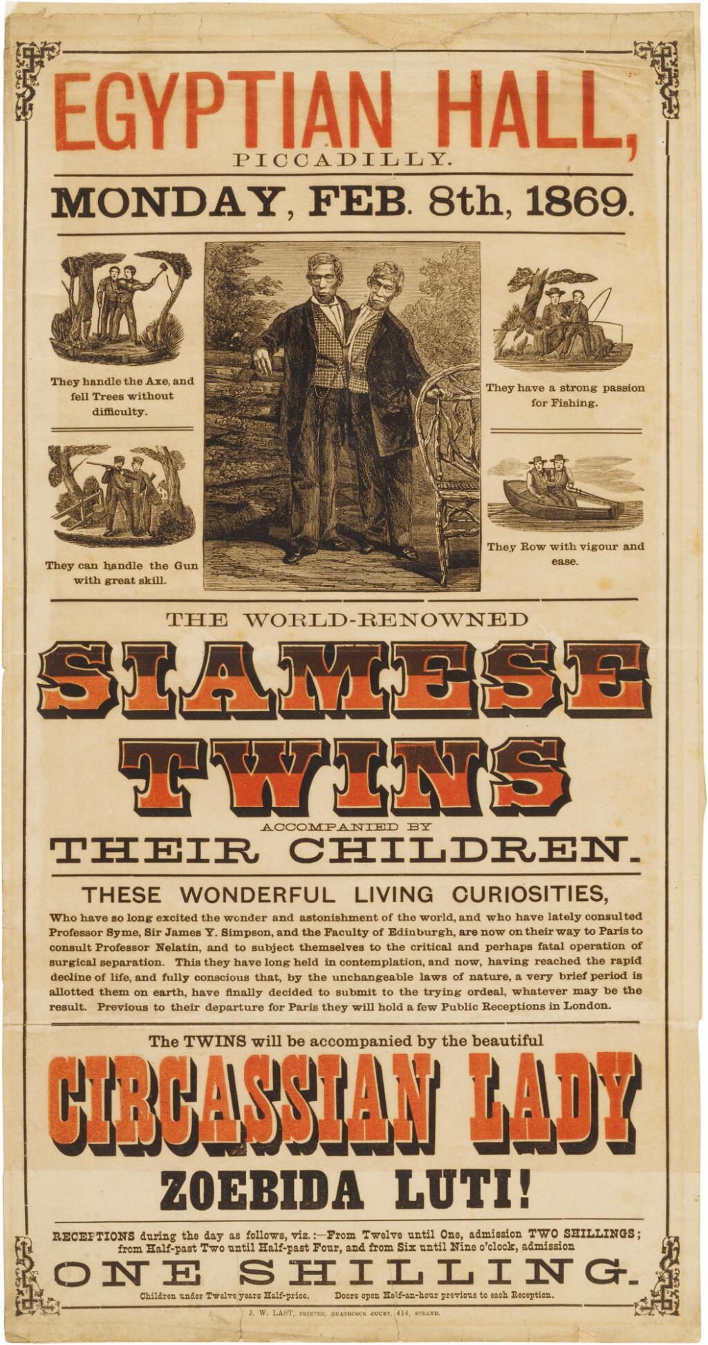 View full screen - View 1 of Lot 156. Chang and Eng (Conjoined Twins) | They have a strong passion for fishing .