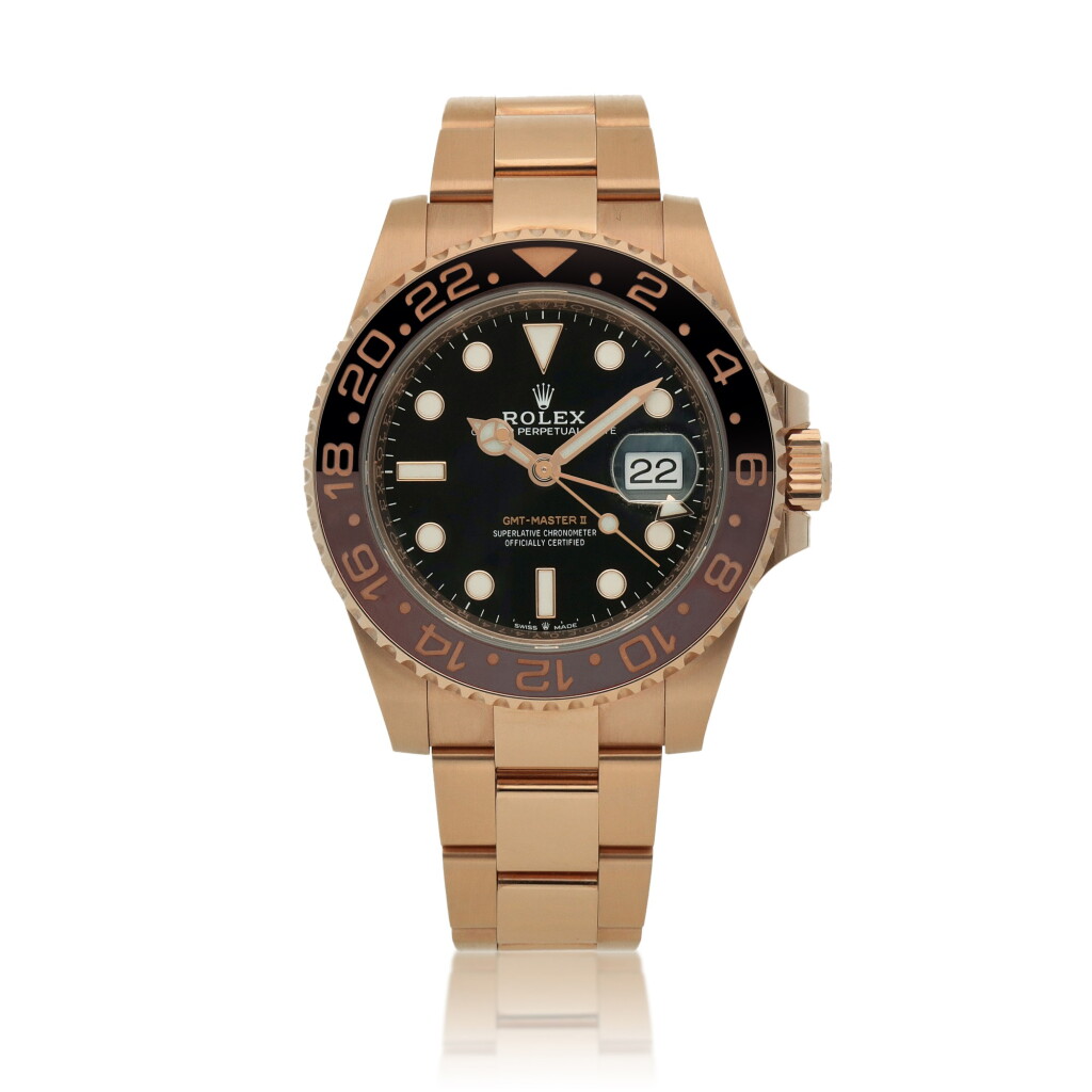 View full screen - View 1 of Lot 67. 'Root Beer' GMT-Master II, Ref. 126715CHNR, Pink gold dual time zone wristwatch with date and bracelet Circa 2019 | 勞力士 | 126715CHNR型號「'Root Beer' GMT-Master II」粉紅金兩地時間鍊帶腕錶備日期顯示,約2019年製.