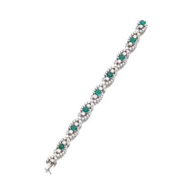 View full screen - View 1 of Lot 288. Emerald and diamond bracelet | 祖母綠配鑽石手鏈.