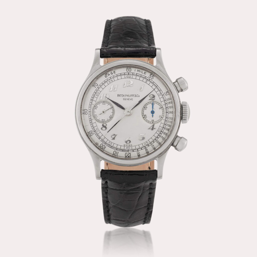 View full screen - View 1 of Lot 157. Reference 1463 'Tasti Tondi' | A stainless steel chronograph wristwatch with Breguet numerals, Made in 1949.