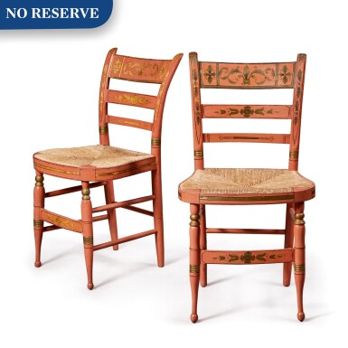 View full screen - View 1 of Lot 325. Pair Of Federal Fancy Painted Side Chairs, New England, circa 1830.