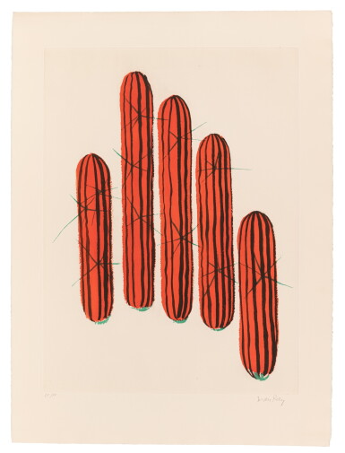 View full screen - View 1 of Lot 97. Transfiguration d'un cactus. Visat, 1971. Portfolio complet des 9 gravures sur cuivre en couleurs signées..