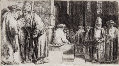 View full screen - View 1 of Lot 71. Jews in the Synagogue (B., Holl. 126; New Holl. 242; H. 234).