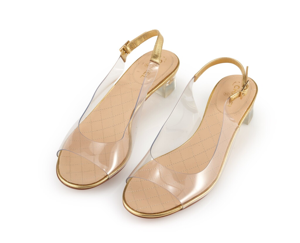 View full screen - View 1 of Lot 165. CHANEL | PAIR OF PVC AND LEATHER SANDALS.
