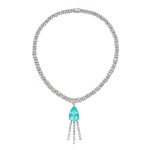 Paraíba-type Tourmaline and Diamond Necklace | 22.18克拉「莫桑比克」 帕拉伊巴碧璽 配 鑽石 項鏈