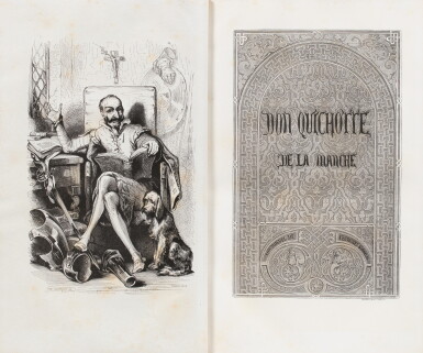 View full screen - View 1 of Lot 19. CERVANTES. Don Quichotte. Traduit et annoté par Louis Viardot. 1836-1837. 1er tirage. Reliure époque.