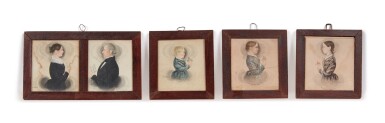 View full screen - View 1 of Lot 6. Group of Five Miniature Portraits of the Pomeroy Family.