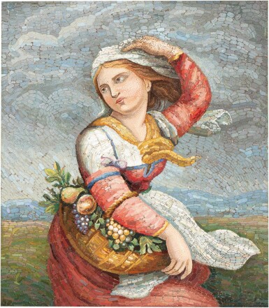 View full screen - View 1 of Lot 267. A micromosaic plaque, Roman work by Federico Campanili, Vatican Workshop, late 19th century | Plaque en micromosaïque, travail Romain par Federico Campanili, atelier du Vatican, fin du XIXe siècle.