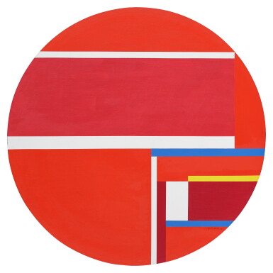 View full screen - View 1 of Lot 705. Red Tondo-Tondo in 3 Reds with Yellow Line.
