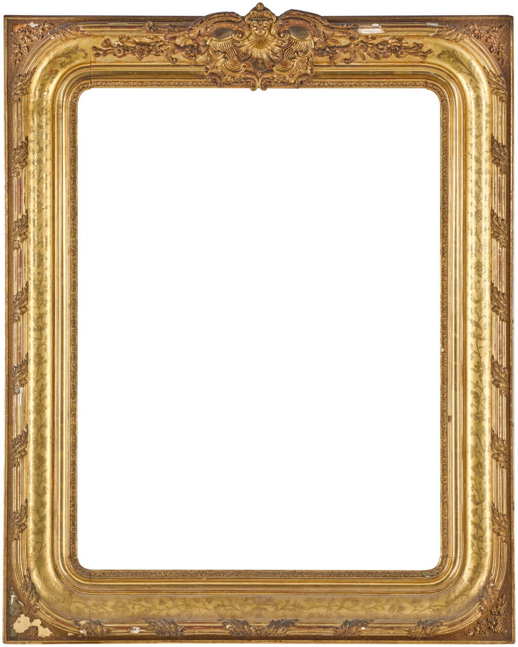 View full screen - View 1 of Lot 124. A mid-19th century Winterhalter-style frame, probably Parisian, with carved, engraved and plaster ornament.