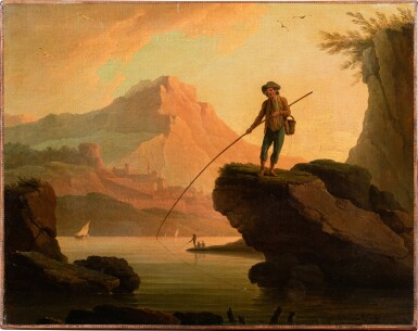 View full screen - View 1 of Lot 182. Fisherman at sunrise | Coucher de soleil au pêcheur.