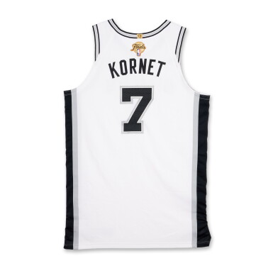 View full screen - View 1 of Lot 12. Luke Kornet San Antonio Spurs 2026 NBA Finals Game Worn Association Edition Jersey | Game 2.