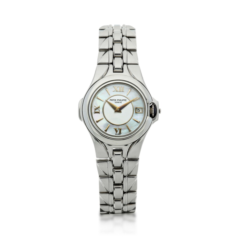 View full screen - View 1 of Lot 154. PATEK PHILIPPE | REFERENCE 4891/1 SCULPTURE A LIMITED EDITION STAINLESS STEEL BRACLET WATCH WITH DATE, MADE IN 1999.